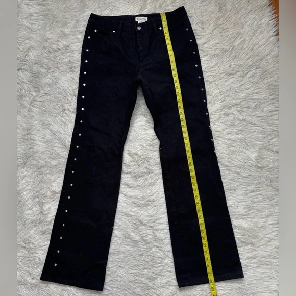 Michael Michael Kors Black Women’s Flare Stud Side Button pants Jeans Size 6 - Picture 14 of 16